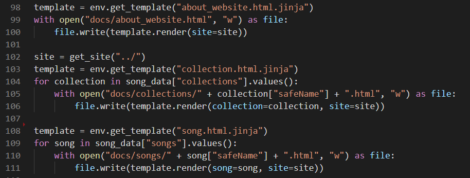 My Jinja templates are rendered in a Python script using data from a JSON file